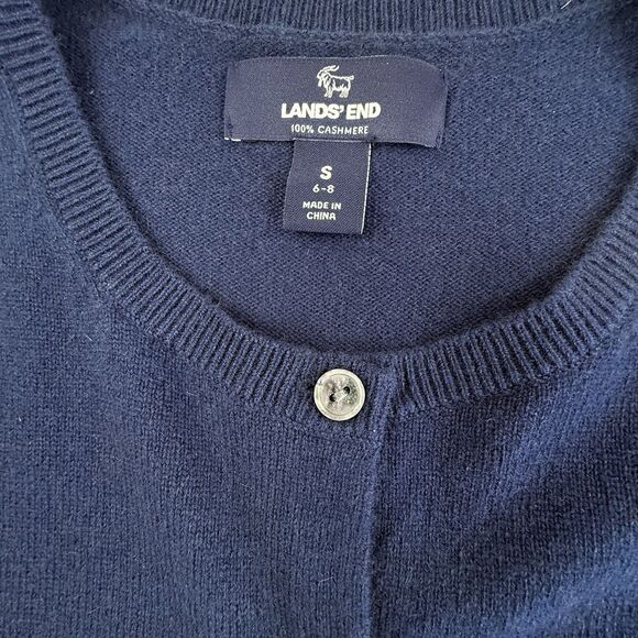 Lands End Cashmere Cardigan Sweater Women Small Deep Sea Navy Blue Long Sleeve - Picture 5 of 12